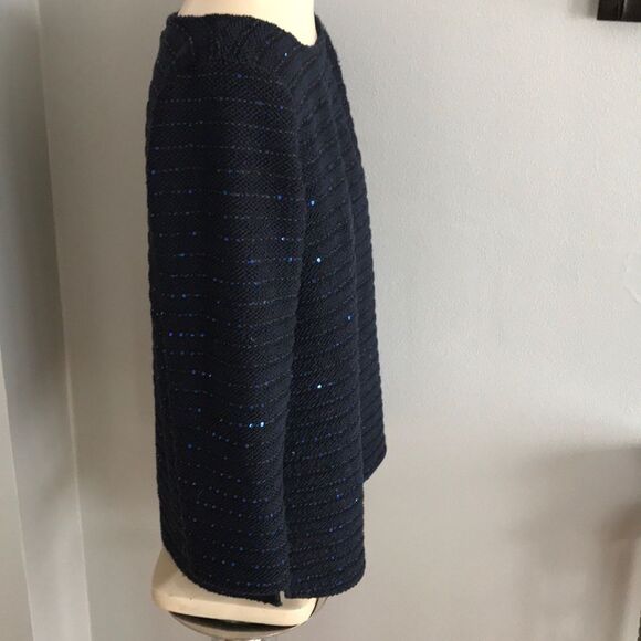 Banana Republic navy sequin stripe stretch top, S - Picture 2 of 4